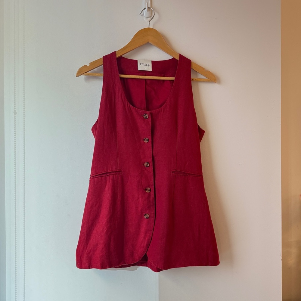 Posse Ruben Square Neck Linen Vest